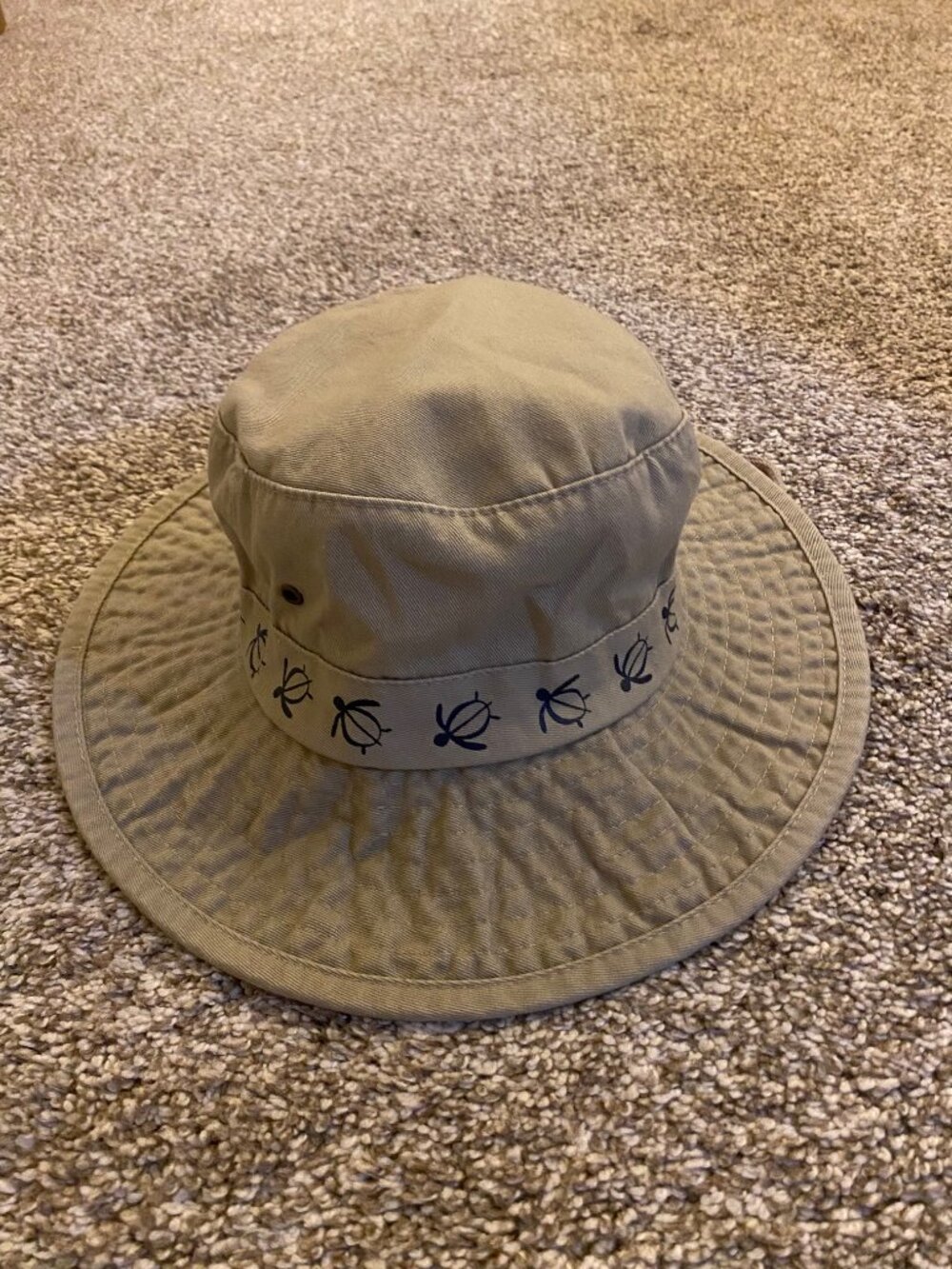 DPC Dorfman Pacific Co Tan Turtle Print Bucket Sun Hat 100% Cotton Size M